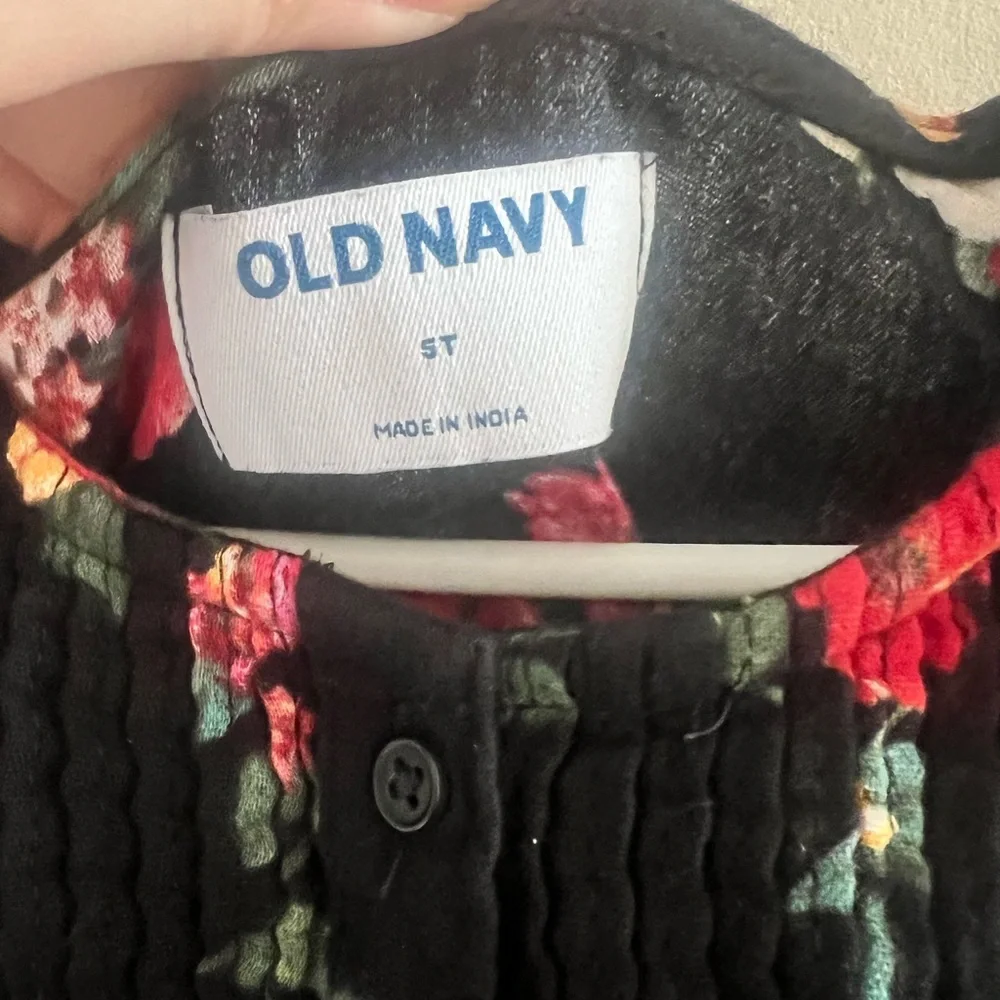 Old Navy Black Floral Girls' Dress with Red & Yellow Flowers